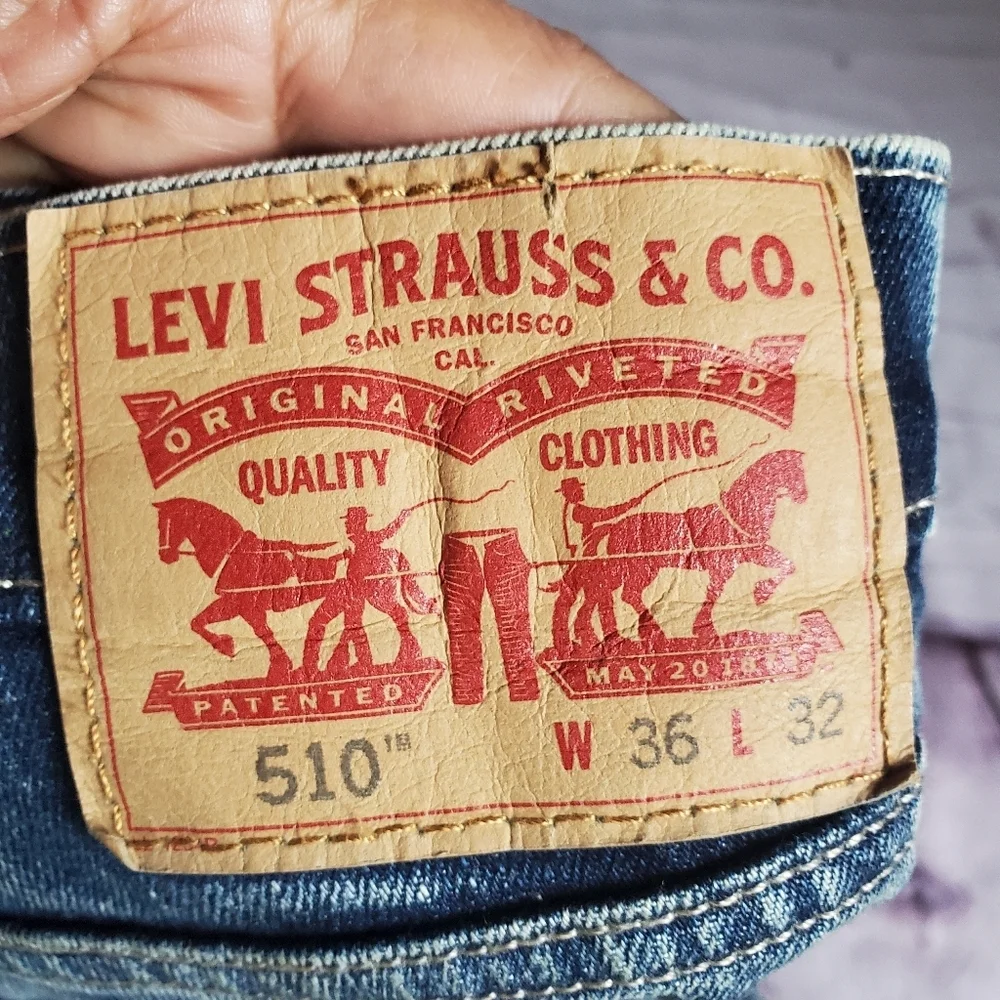 Levi's 510 Denim Blue Jeans Straight Leg 36x32